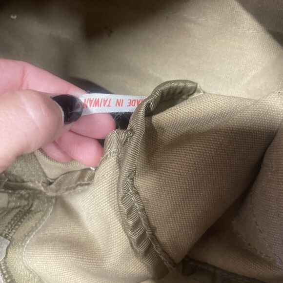 Eddie Bauer canvas duffle bag travel leather handle shoulder strap Tan Vintage - Picture 9 of 11